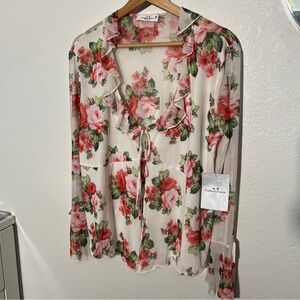 Floral Blouse - Red and Green